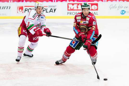 Frölundas Joel Lundqvist i kamp Modos Joonas Lehtivuori