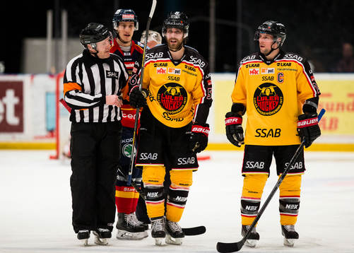 Domare Thomas Andersson pratar med Luleås Jonathan Sigalet