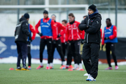 Helsingborgs tränare Henrik Larsson innan träningsmatchen