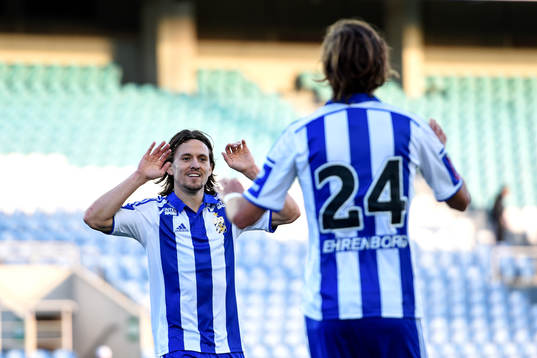 IFK Göteborgs Lasse Vibe och Tom Pettersson jublar