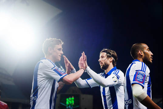IFK Göteborgs Sören Rieks och Mattias Bjärsmyr jublar
