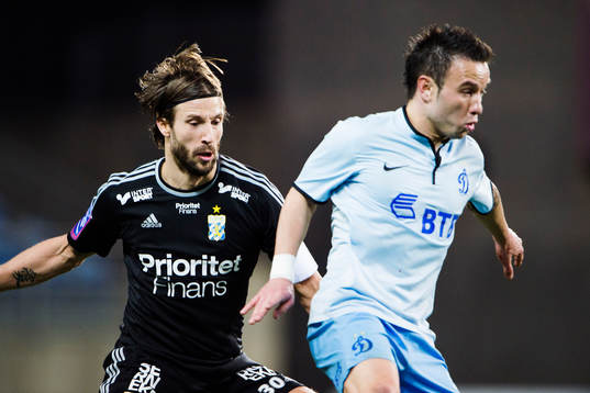 IFK Göteborgs Mattias Bjärsmyr och Dynamo Moskvas Mathieu