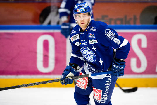 Leksands Patrick Cehlin före ishockeymatchen i SHL mellan