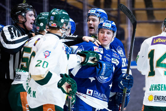 Leksands Brian Connelly  och Jens Bergenström i bråk med