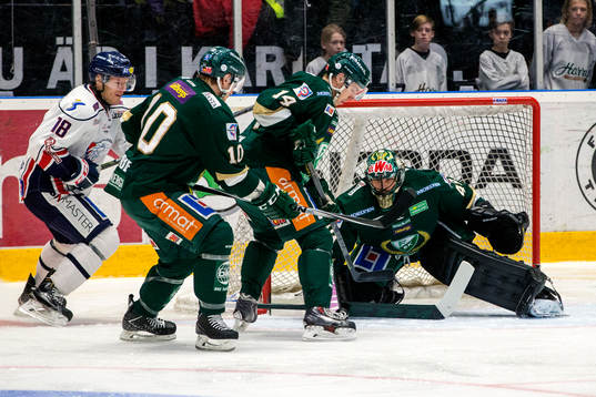 Färjestads Shawn Lalonde, Jesper Jensen och målvakt