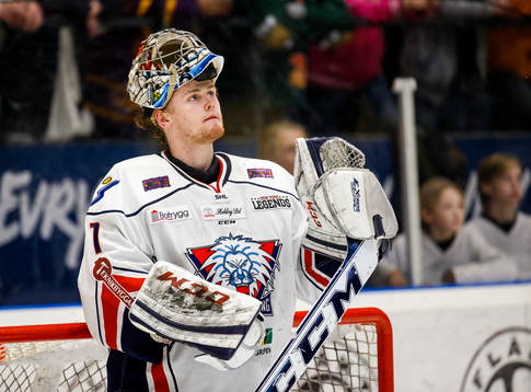 Linköpings målvakt Marcus Högberg med mask i pannan