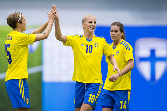 Sveriges Therese Sjögran, Sofia Jakobsson och Hanna
