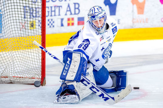 Leksands målvakt Oscar Alsenfelt före ishockeymatchen i