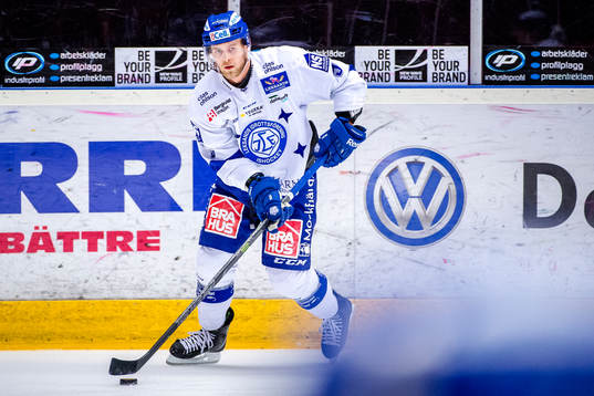 Leksands Patrick Cehlin före ishockeymatchen i SHL mellan