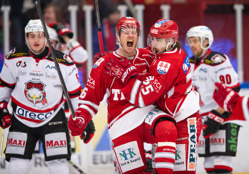Timrås Oscar Johansson och John Westin jublar