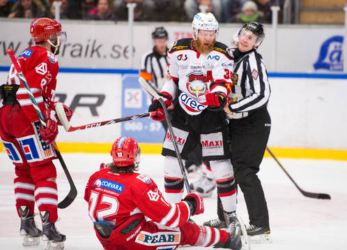 Malmö Redhawks David Liffiton i kamp mot Timrås André