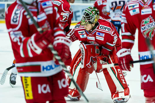 Modos målvakt Linus Ullmark deppar
