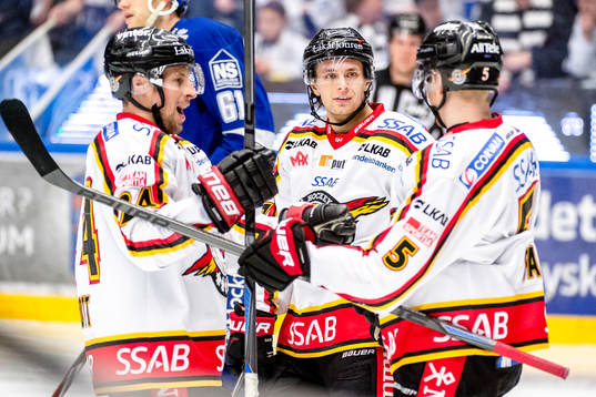 Luleås Cam Abbott, Daniel Zaar och Marcus Fagerudd jublar