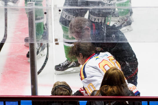 Malmö Redhawks Mattias Persson får hjälp upp