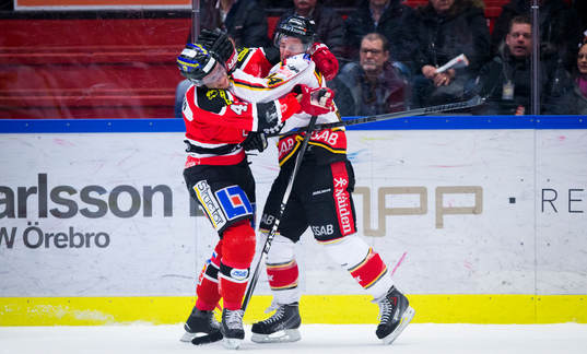 Örebros Johan Adolfsson och Luleås Cam Abbott boxas