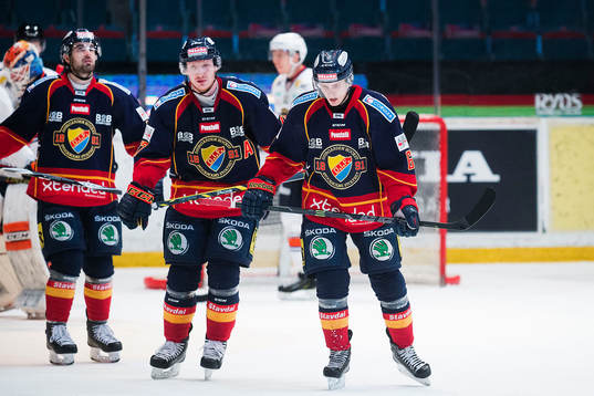 Djurgårdens Damien Fleury, Henrik Eriksson och Markus