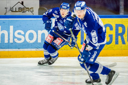 Leksands Johan Ryno före ishockeymatchen i SHL mellan