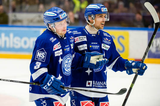 Leksands Linus Hultström och Robin Gartner jublar
