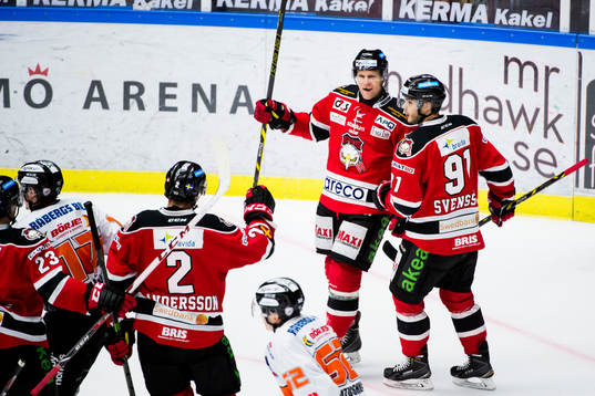 Malmö Redhawks spelare jublar