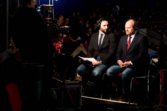 Viasats kommentatorer Tobias Carlsson och Håkan Södergren