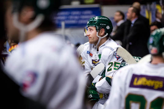 Färjestads Anton Hedman deppar i båset