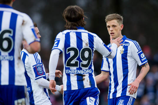 IFK Göteborgs Jakob Ankersen och Lasse Vibe gratulerar