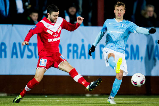 Assyriskas Christoffer Eriksson och Malmö FFs Magnus Wolff