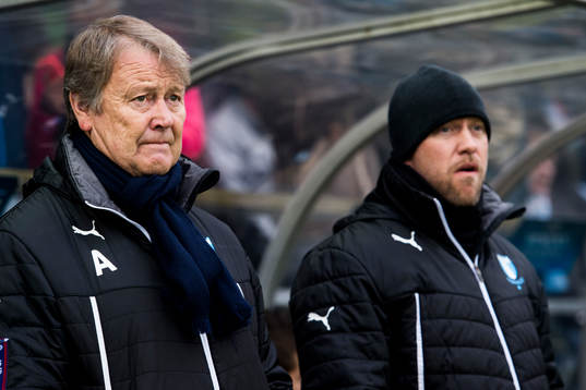 Malmö FFs tränare Åge Hareide och assisterande tränare
