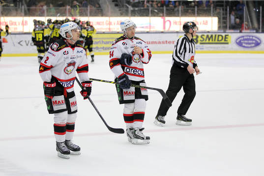 Malmös spelare Nils Andersson (v) och Fabian Brunnström