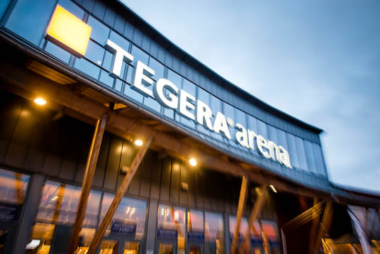 Tegera Arena före ishockeymatchen i SHL mellan Leksand och