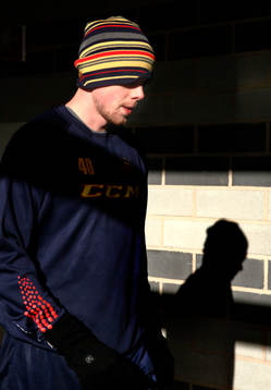 Djurgårdens Markus Nordlund före ishockeymatchen i SHL