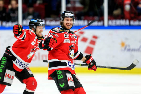 Malmö Redhawks Nicklas Jadeland och Mattias Persson jublar