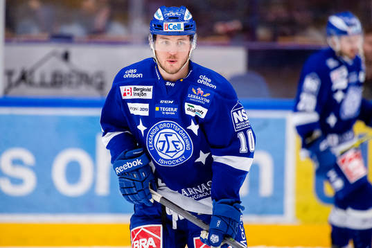 Leksands Brian Connelly före ishockeymatchen i SHL mellan