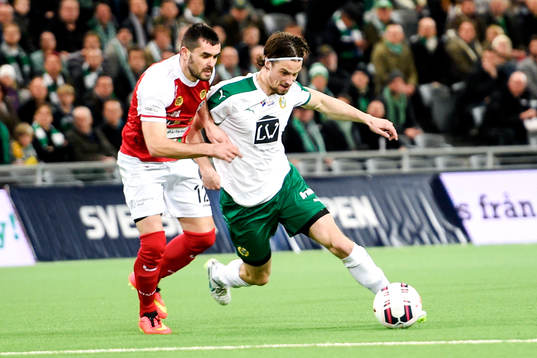 Landskronas Igor Arsenijevic och Hammarbys Linus Hallenius