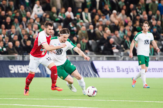 Landskronas Igor Arsenijevic och Hammarbys Linus Hallenius