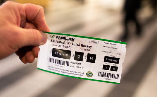 Entrébiljett till  ishockeymatchen i SHL mellan Färjestad