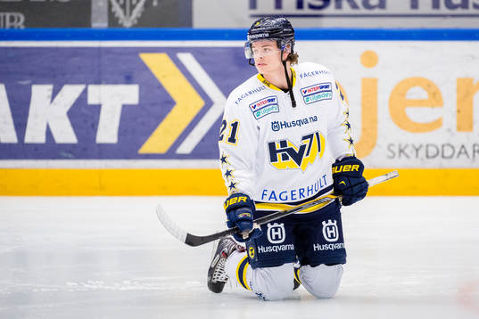 HV71s Malte Strömwall före ishockeymatchen i SHL mellan
