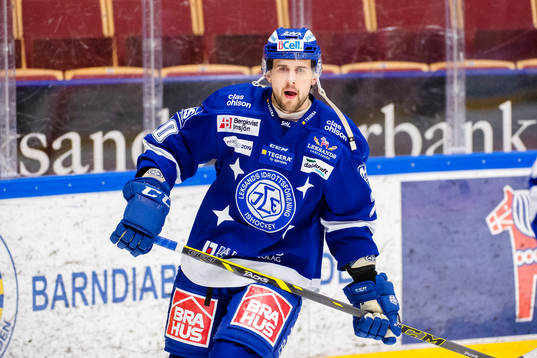 Leksands Ryan Russell före ishockeymatchen i SHL mellan