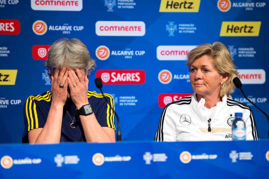 Sveriges förbundskapten Pia Sundhage och Tysklands