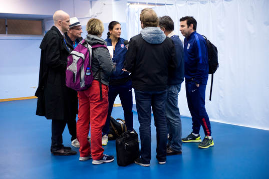 s målvakt Hope Solo blir intervjuad