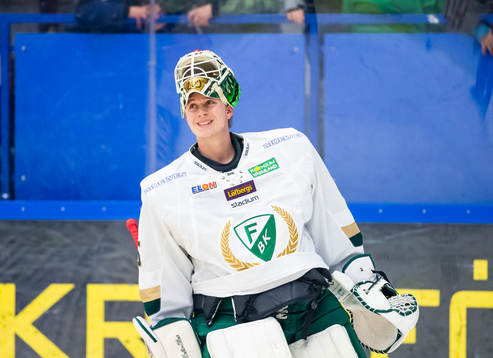 Färjestads målvakt Fredrik Pettersson Wentzel grimaserar