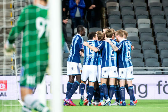 Djurgården jublar och Norrköpings målvakt David Mitov