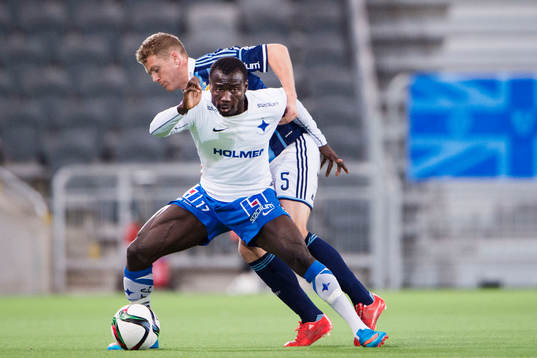 Norrköpings Alhaji Kamara och Djurgårdens Stefan Karlsson