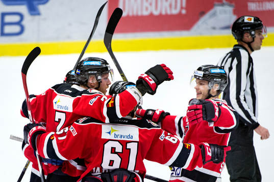 Malmö Redhawks firar 1-0 genom Tobias Ericsson