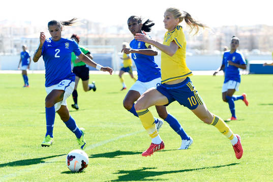 Brasiliens Fabiana Simoes och Bruna Benites och Sveriges