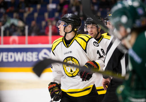 Brynäs Anton Rödin gör mål 2-3 och firar medan han ser