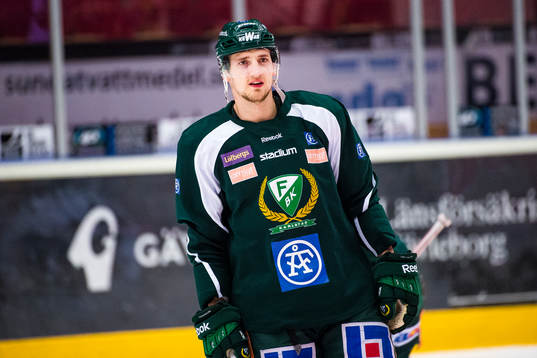 Färjestads Anton Hedman före ishockeymatchen i Kval till
