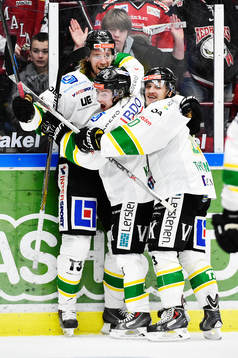 Björklövens spelare jublar