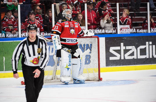 Malmö Redhawks målvakt Niko Hovinen deppar