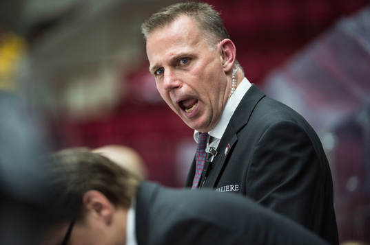 Malmö Redhawks tränare Mats Lusth skriker till spelarna